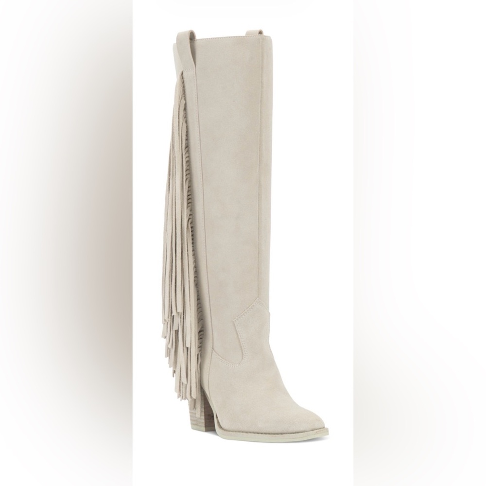 Women's Pelia Bone Knee High Fringe Cowboy Boots from Vince Camuto (8)